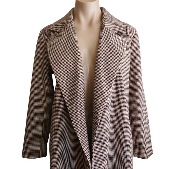 Ann Taylor Houndstooth Modern Blazer Open Front Jacket Pockets Size Small - Picture 2 of 9